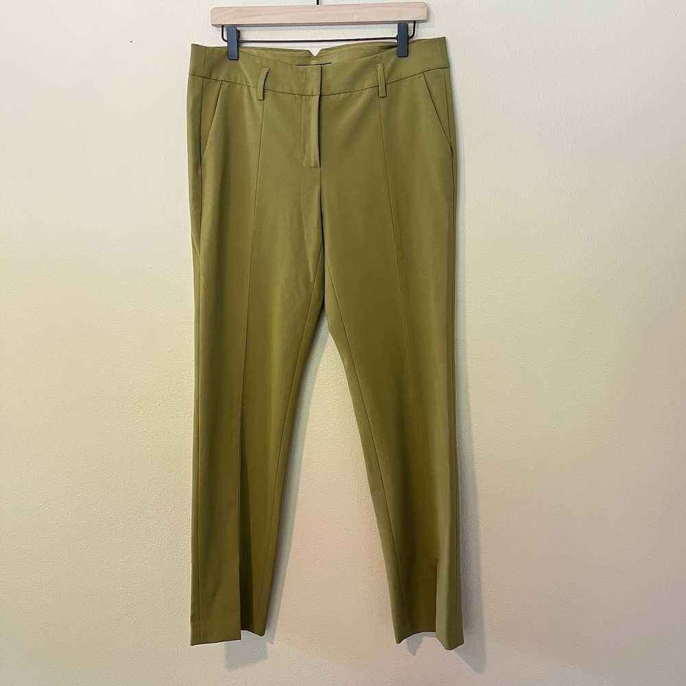 luisa cerano pant 10 Chartreuse Green Career Office Workwear L Classic Split Hem